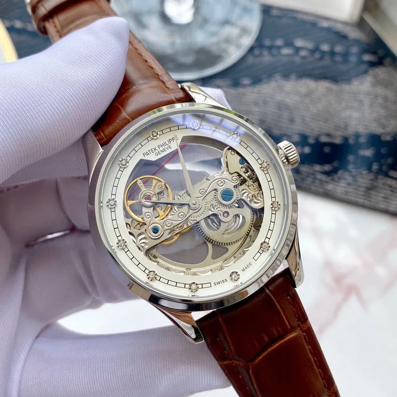 【Foreign Trade Import】💰1440! Patek Philippe (top quality, outstanding debut) 🎉🎉 [Type]: Fine men's watch (top grade) exquisite hollowing [Strap]: Genuine leather strap (durable) [Movement]: Top mechanical movement (stable) [Material]: Mineral super strong mirror (wear-resistant) Exquisite quality and generous style, excellent temperament, wise and exclusive [Size]: 43mm diameter, 12mm thick, hot sale! Welcome to reprint!